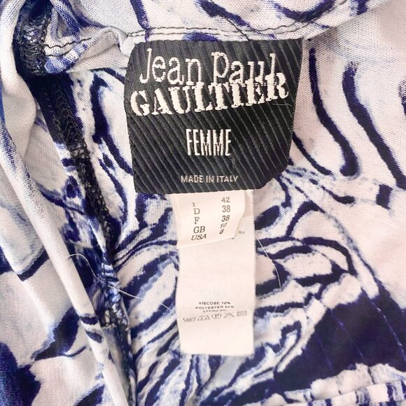 Jean Paul Gaultier - Blue Psychedelic Marble Cowl Neck Dress - Picture 16 of 16